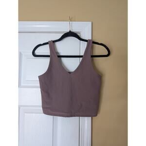 Abercrombie & Fitch Soft A&F Collection Crop Tank XS Brown V Neck Stretch Top